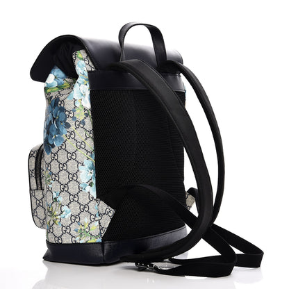 Gucci GG Supreme Monogram Blooms Medium Single Buckle Backpack Beige Blue Navy 3 of 8