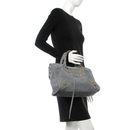 Balenciaga Baby Daim Suede Gold Metallic Edge Hardware City Gris Plomb 3 of 8