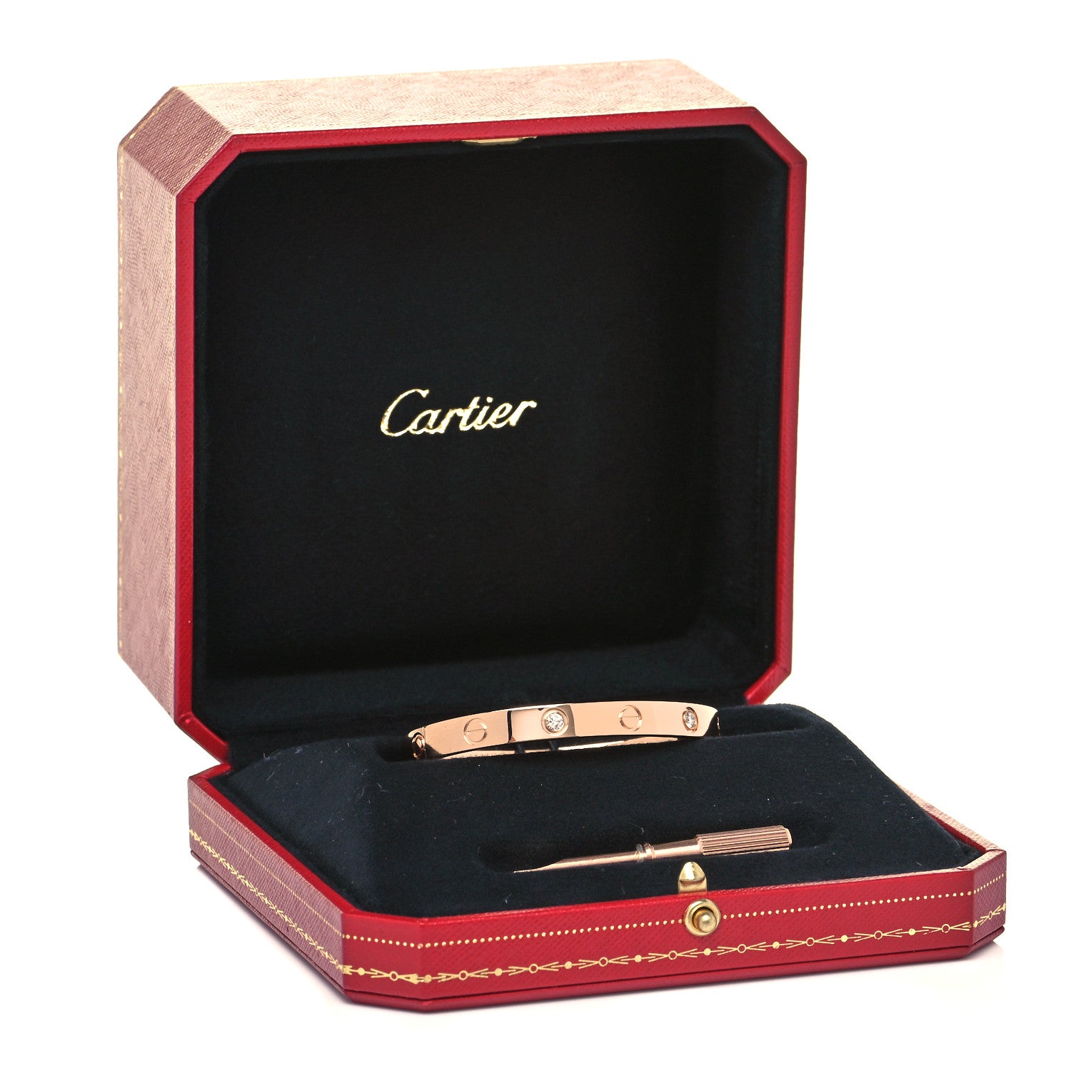 Cartier 18K Pink Gold 4 Diamond LOVE Bracelet 16 6 of 6
