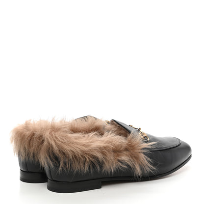 Gucci Malaga Kid Fur Womens Jordaan Loafers 41 Black Natural 4 of 9