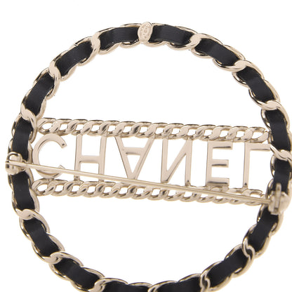 Chanel Lambskin Chain Logo Brooch Black Gold 4 of 5