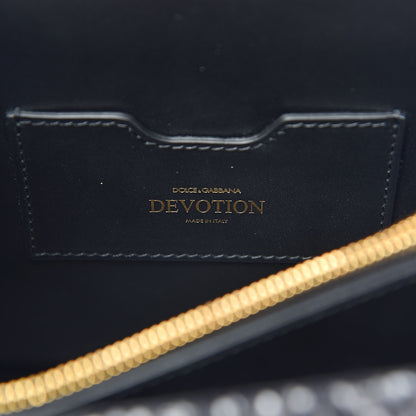 Dolce & Gabbana Calfskin Tweed Chevron Medium Devotion Top Handle Bag Black 6 of 9