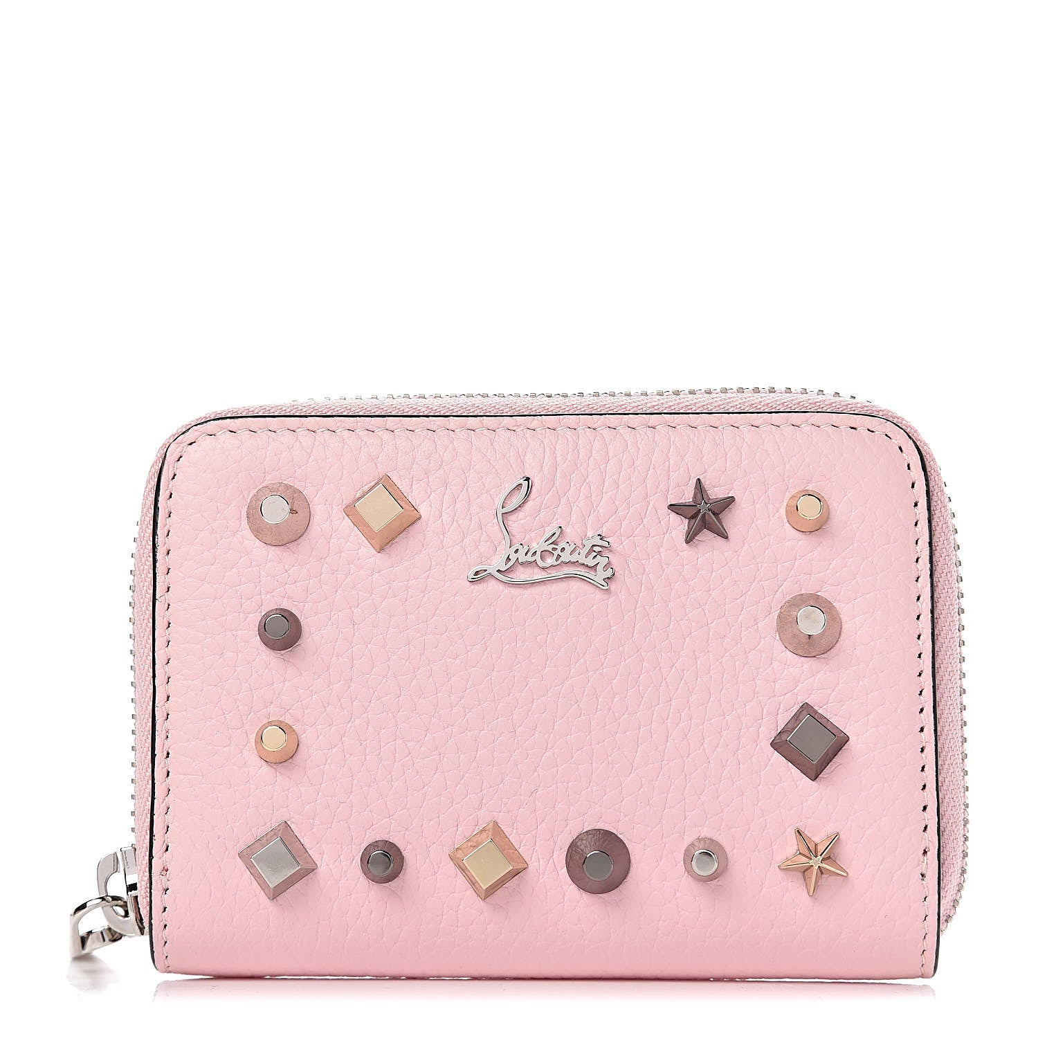 Christian Louboutin Calfskin Studded Panettone Coin Purse Pompadour 1 of 9