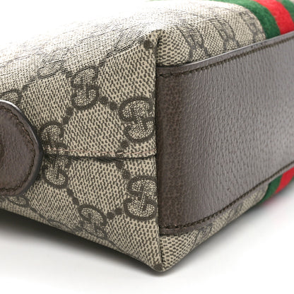 Gucci GG Supreme Monogram Textured Dollar Calfskin Web Small Ophidia Dome Shoulder Bag Beige Ebony New Acero 9 of 10