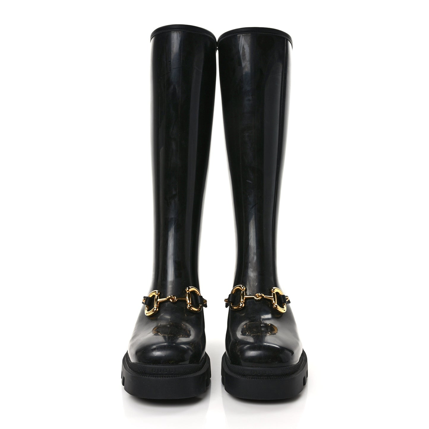 Rubber Horsebit Knee High Boots 40 Black