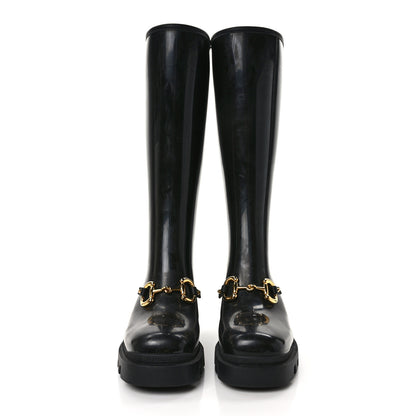 Gucci Rubber Horsebit Knee High Boots 40 Black 2 of 6