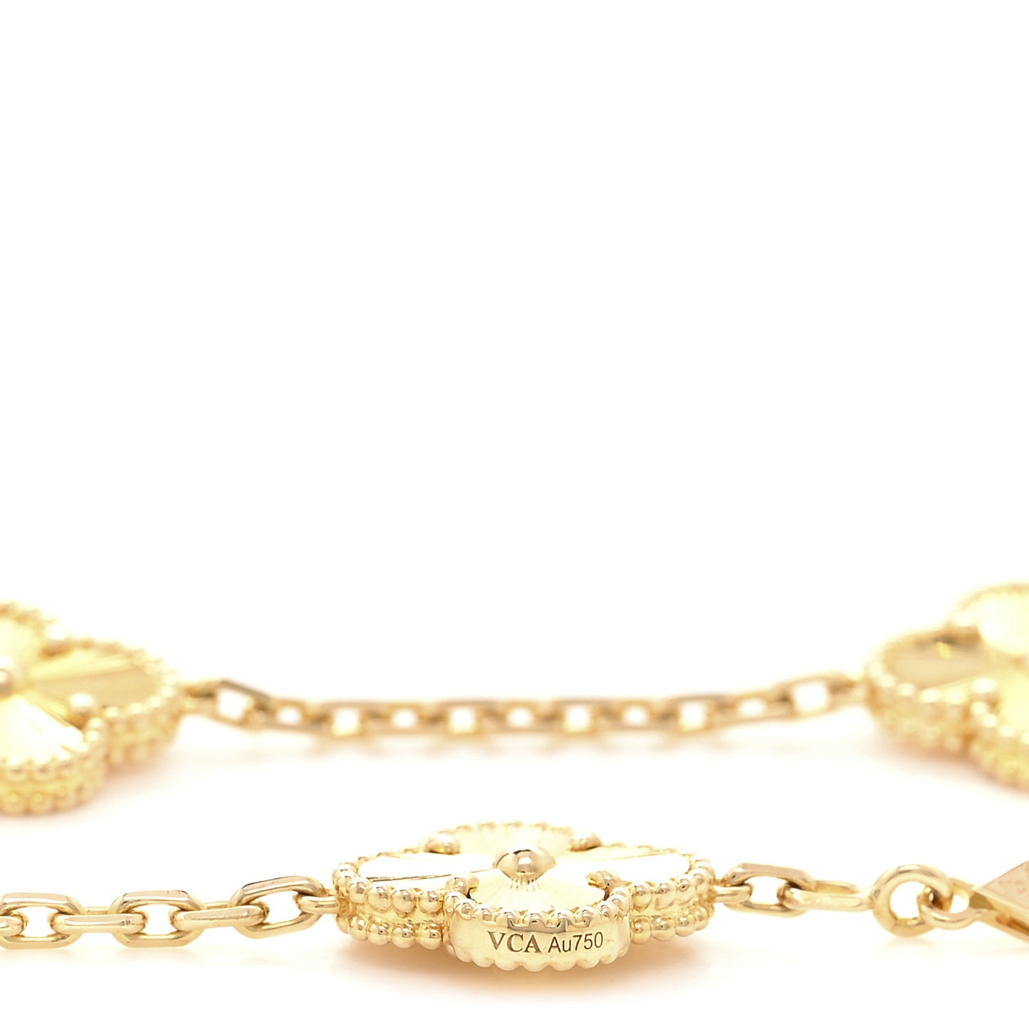 18K Yellow Gold 10 Motifs Guilloche Vintage Alhambra Necklace