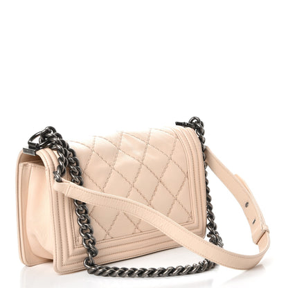 Chanel Calfskin Quilted Double Stitch Medium Boy Flap Beige 4 of 13