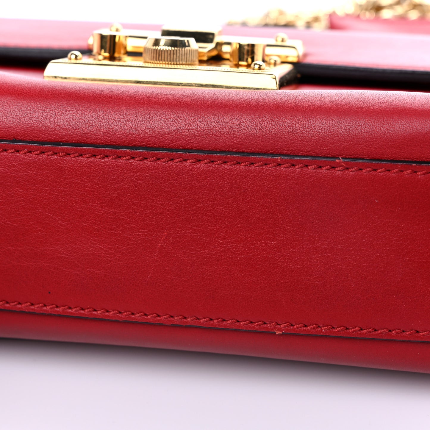 Calfskin Small Padlock Shoulder Bag Hibiscus Red