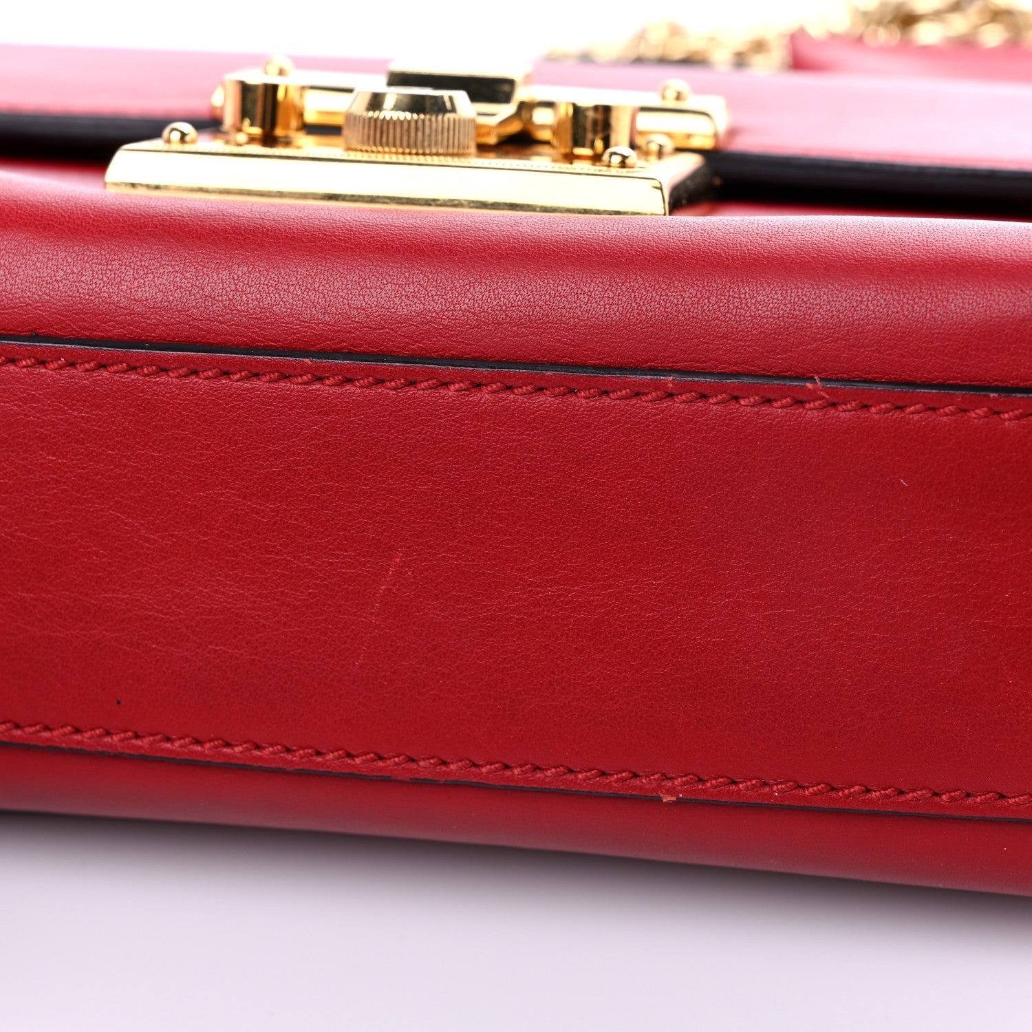 Gucci Calfskin Small Padlock Shoulder Bag Hibiscus Red 12 of 15
