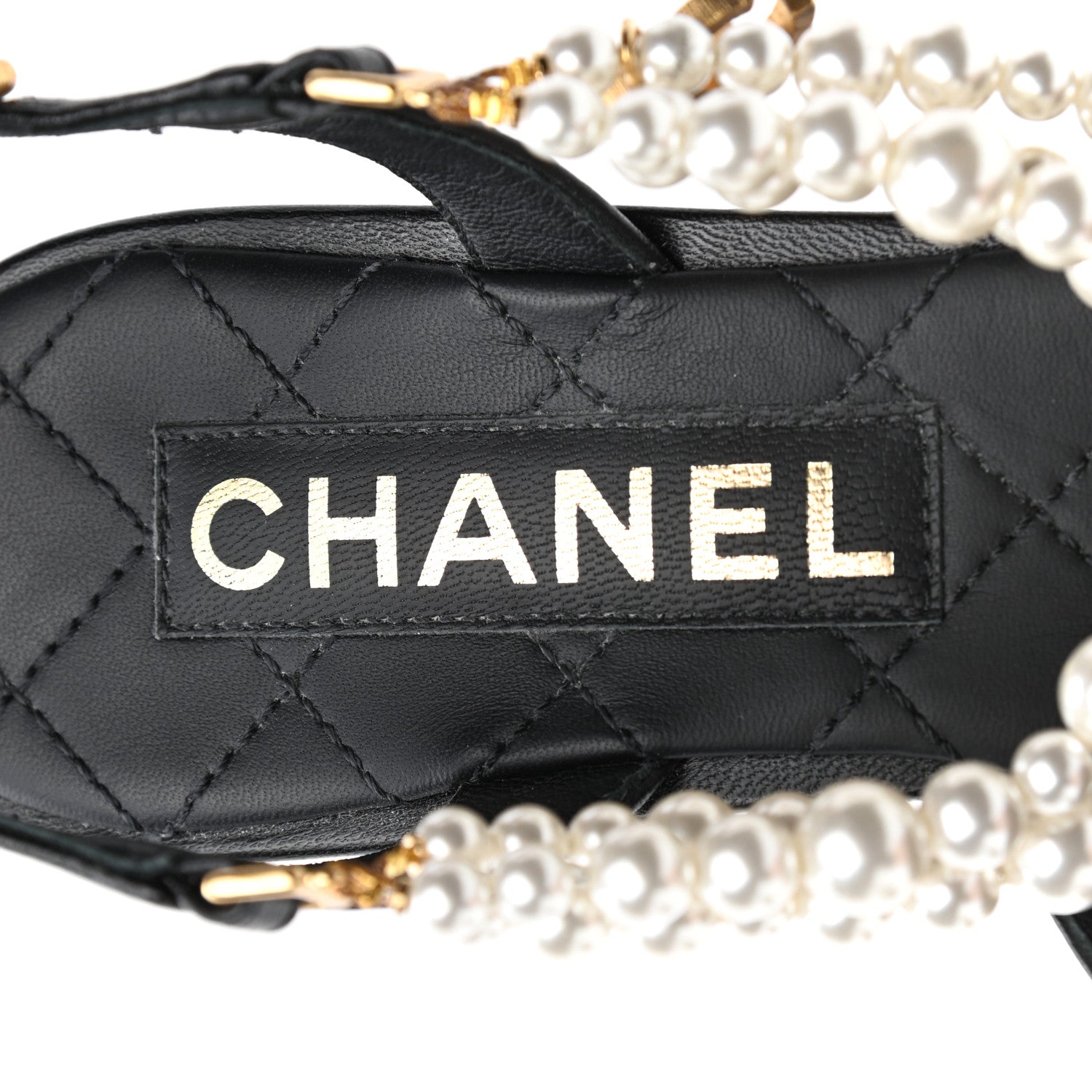 Chanel Lambskin Grosgrain Cap Toe Pearl Slingbacks 36 Black 7 of 9