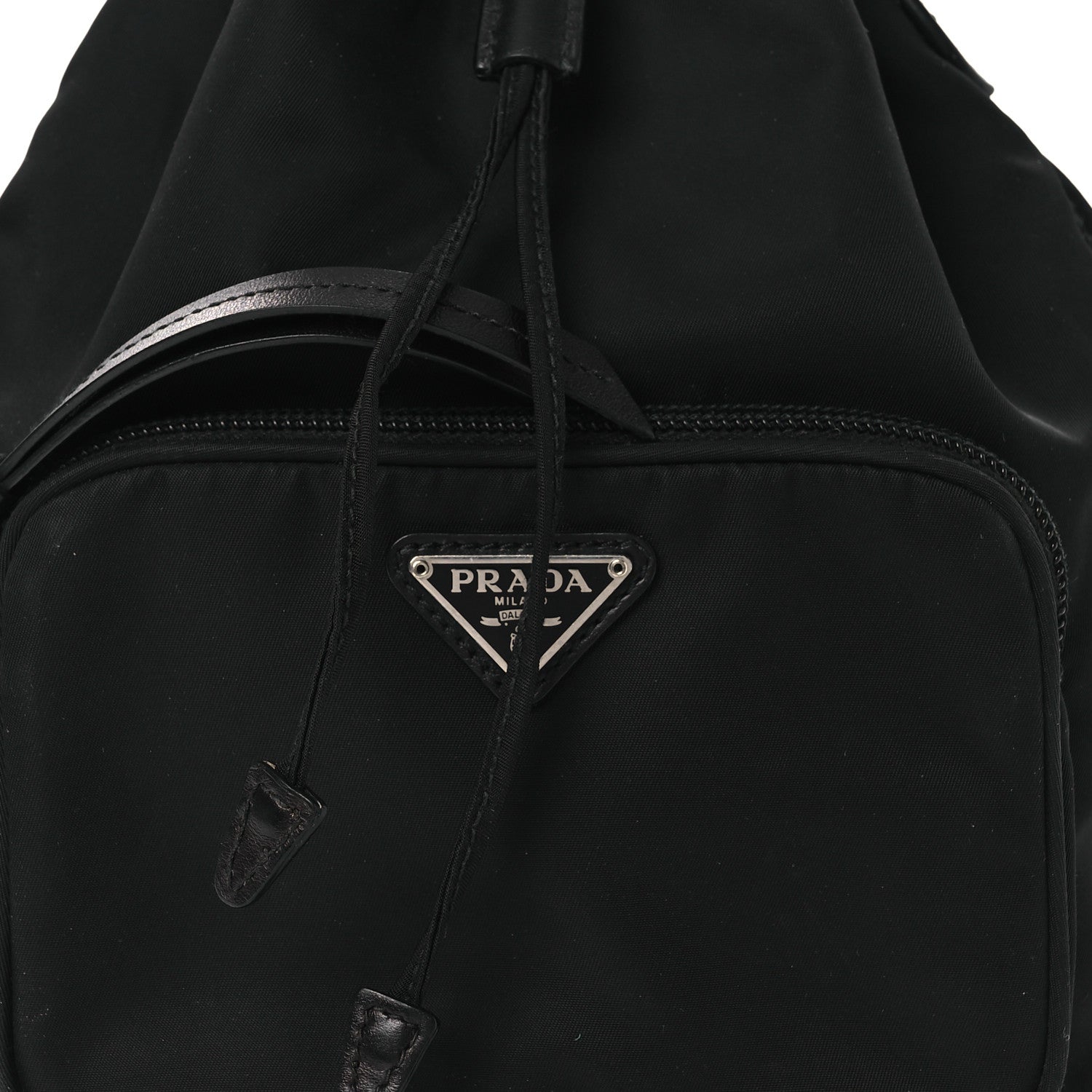 Prada Tessuto Nylon Studded New Vela Mini Bucket Crossbody Bag Black 9 of 13