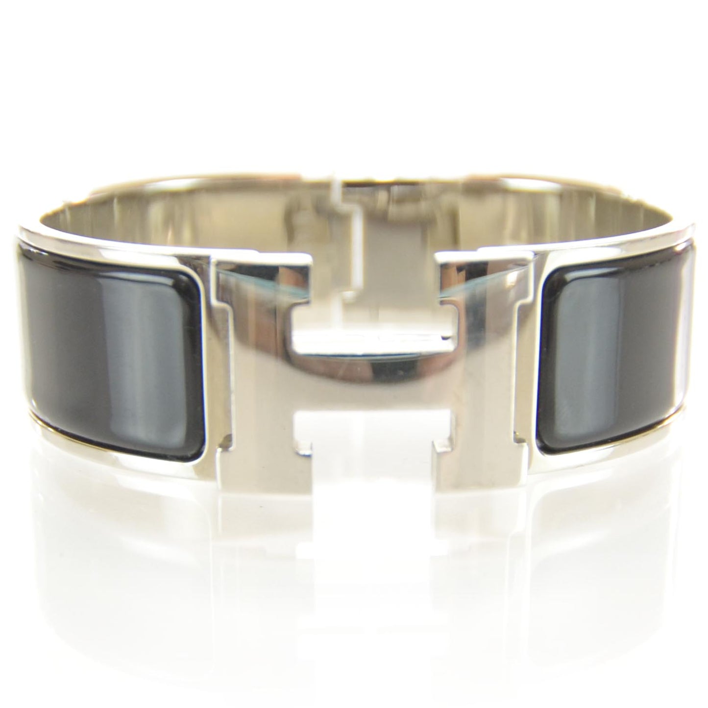 Enamel Clic Clac H Bracelet Wide GM Black Silver