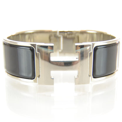 Hermes Enamel Clic Clac H Bracelet Wide GM Black Silver 1 of 7