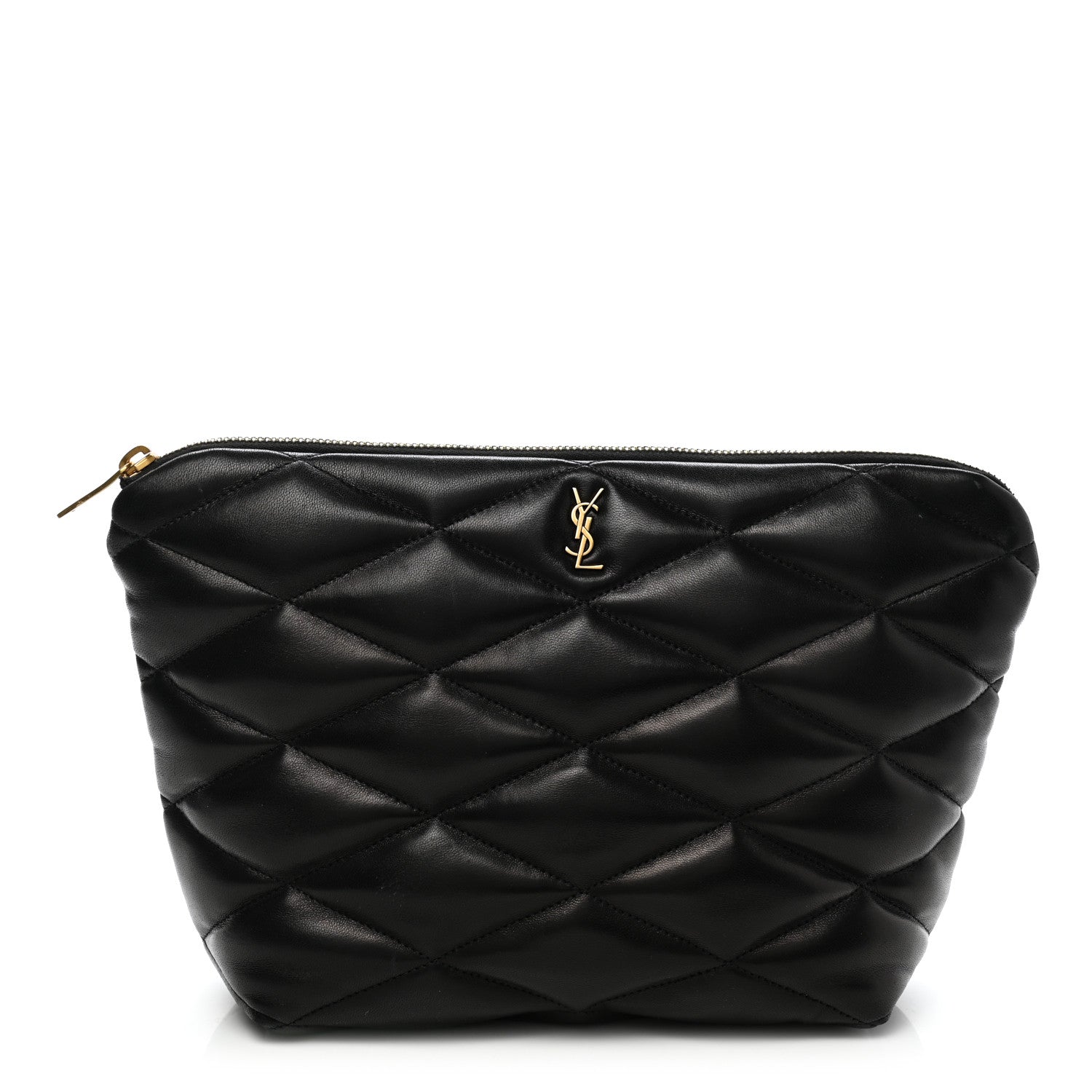 Saint Laurent Lambskin Monogram Medium Sade Puffer Pouch Black 1 of 9