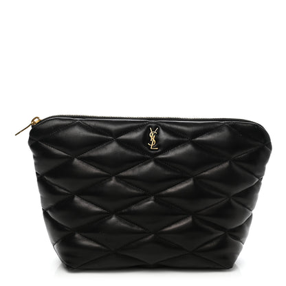 Saint Laurent Lambskin Monogram Medium Sade Puffer Pouch Black 1 of 9