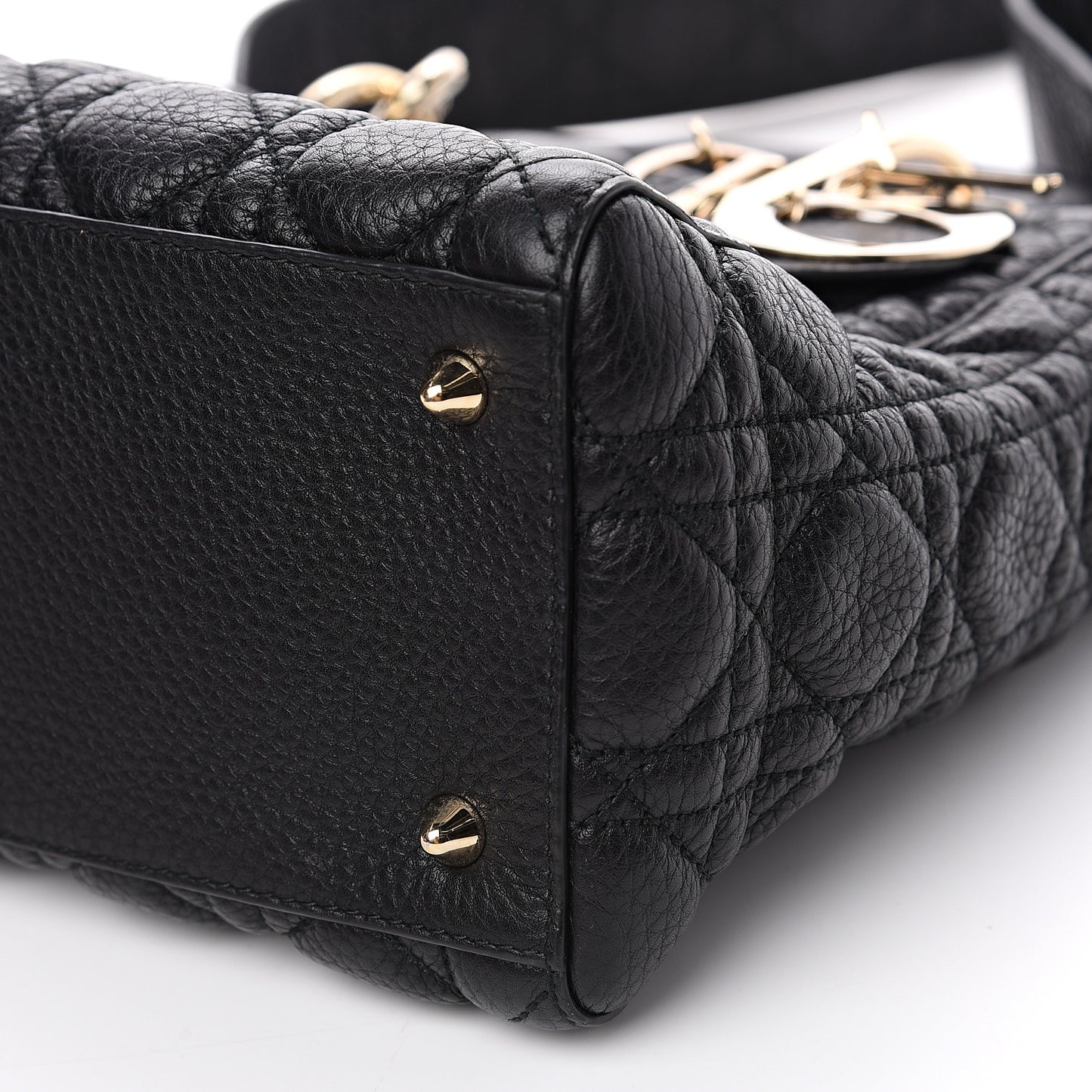 Grained Calfskin Cannage Medium Supple Lady Dior Black