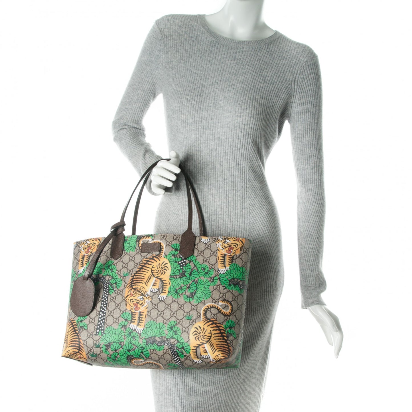 GG Supreme Monogram Bengal Medium Shopping Tote Beige Yard