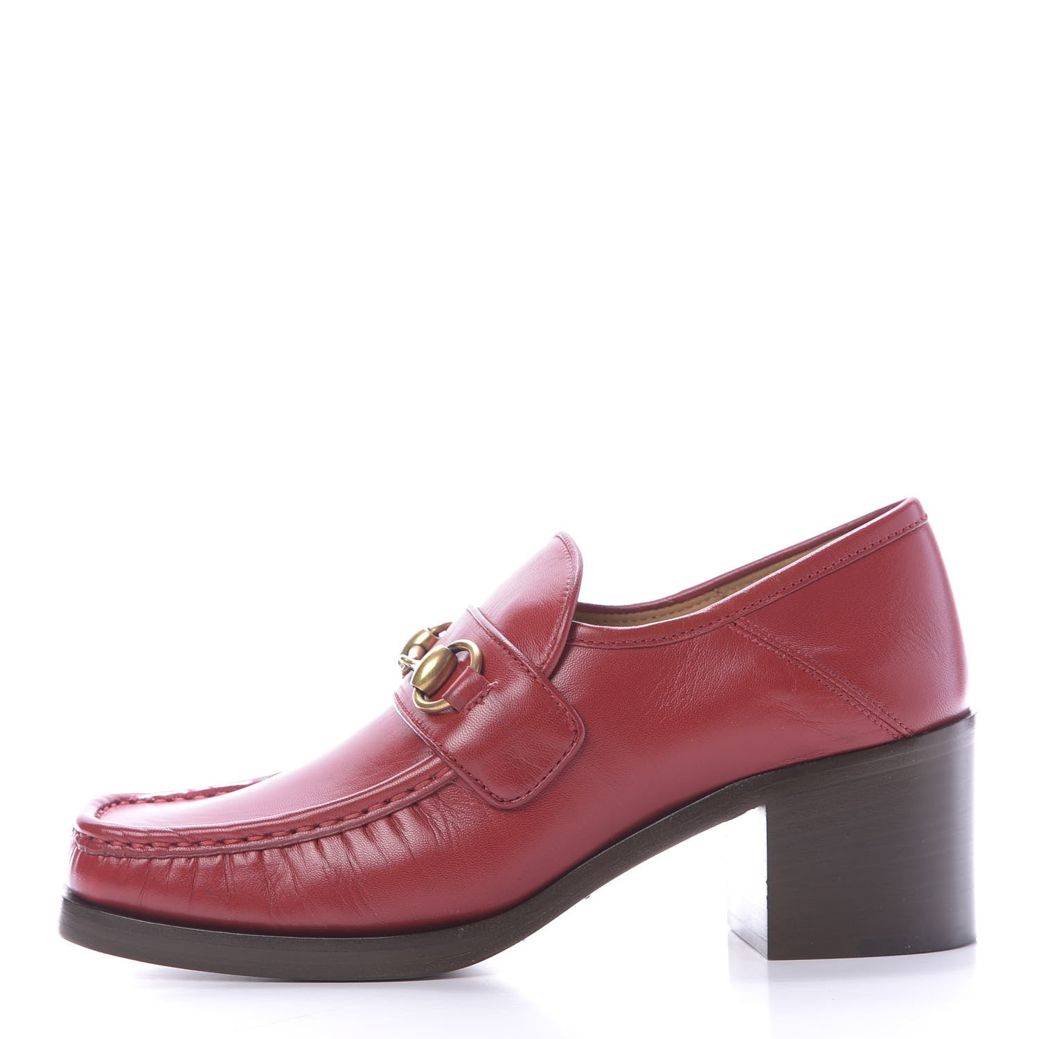 Gucci Malaga Kid Horsebit Loafer Pumps 37 Hibiscus Red 1 of 12