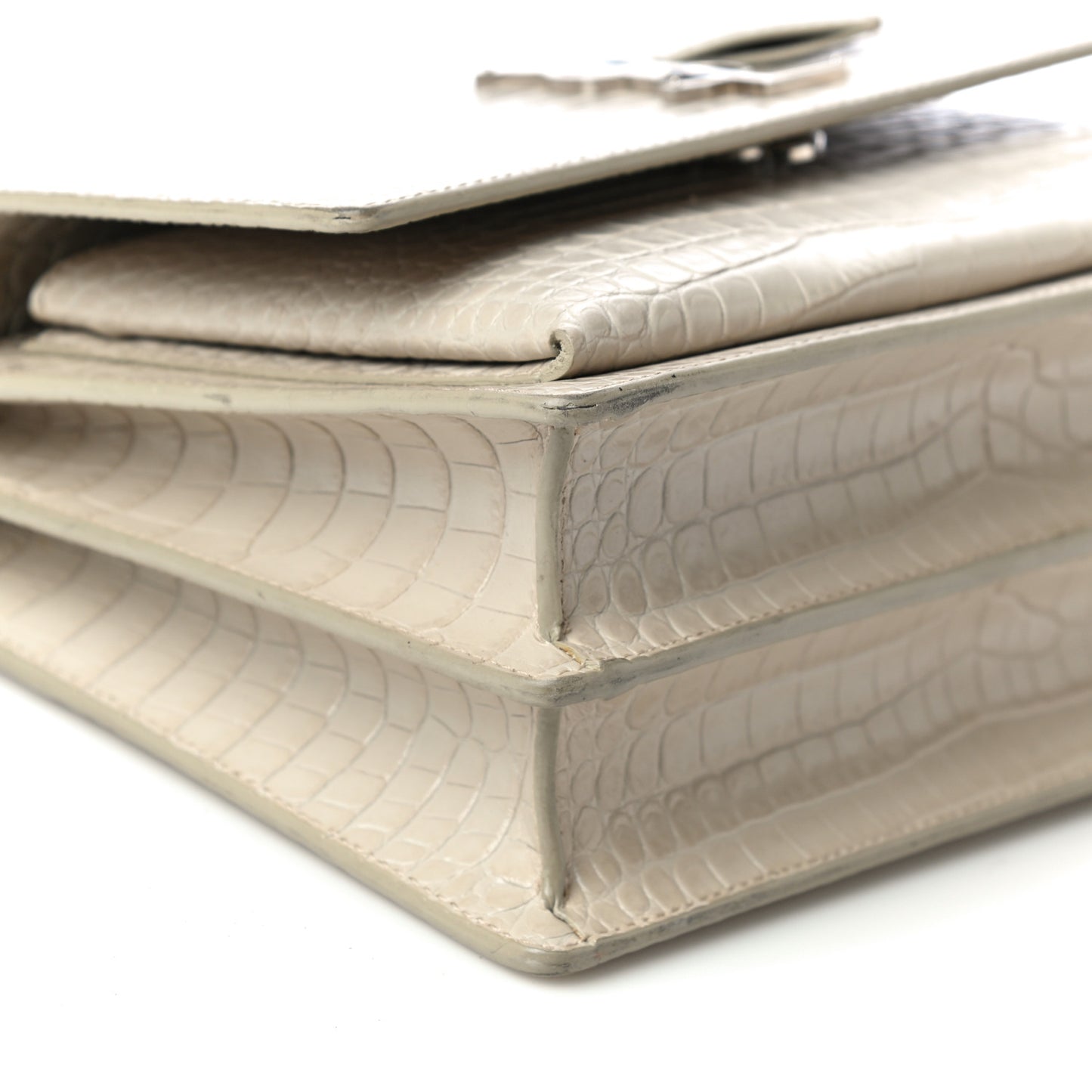 Calfskin Crocodile Embossed Medium Monogram Sunset Blanc Vintage