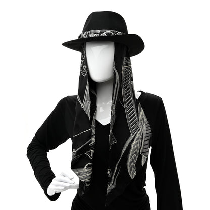 Hermes Feutre Silk Zouaves et Dragons Finesse Dahlia Hat 59 Black 2 of 10