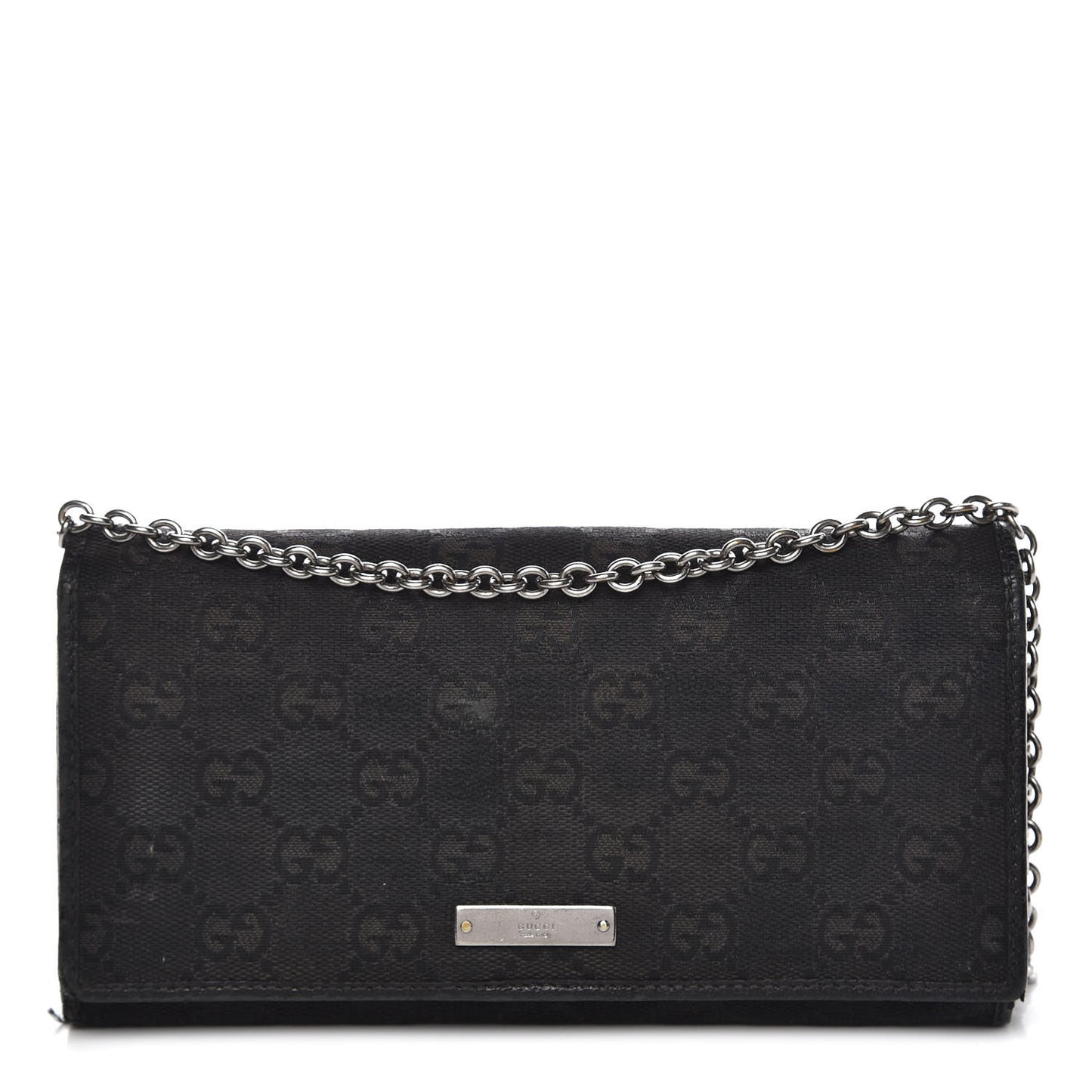 Monogram Metal Bar Chain Wallet Black