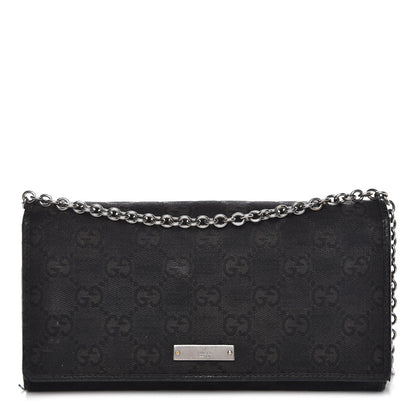 Gucci Monogram Metal Bar Chain Wallet Black 1 of 14