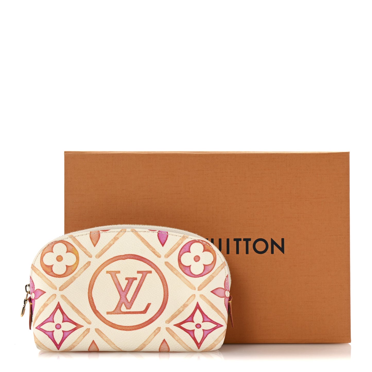 Monogram Tiles By The Pool Cosmetic Pouch Coral