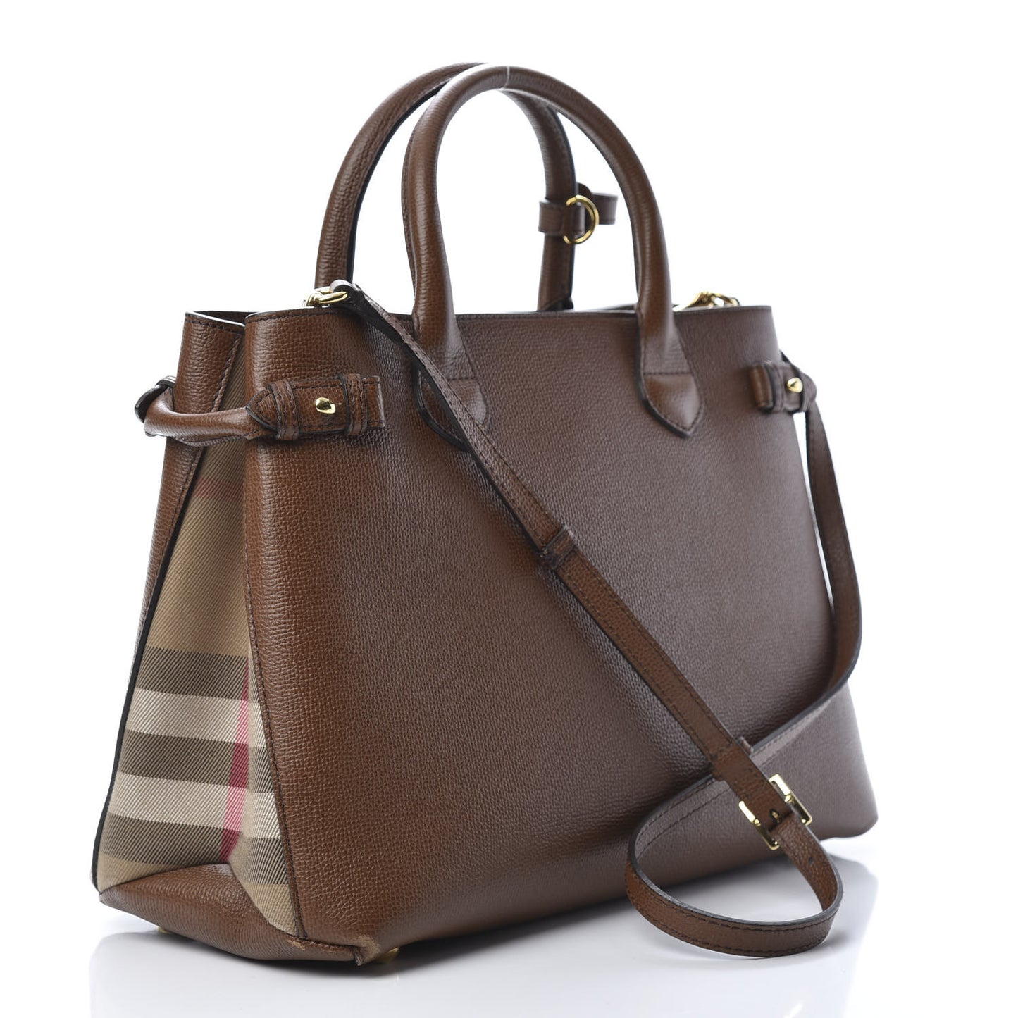 Grainy Calfskin House Check Medium Banner Tote Tan