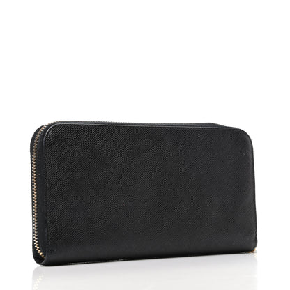 Prada Saffiano Metal Zip Around Wallet Black 3 of 9