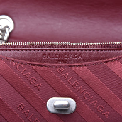Balenciaga Nylon Jacquard Diagonal Logo Small Scarf Lock Chain Shoulder Bag Rouge Bordeaux Black Beige 8 of 8