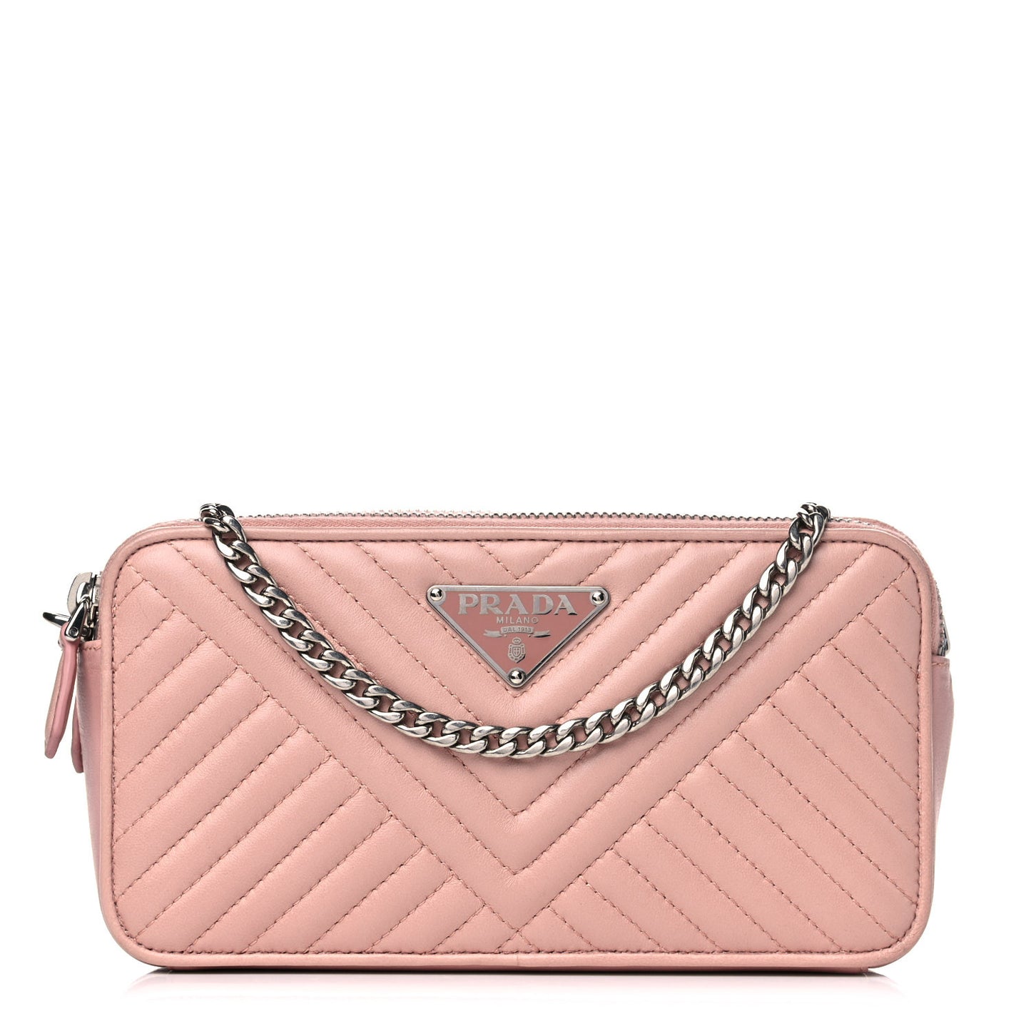 Nappa Impunture Diagramme Mini Double Zip Chain Crossbody Bag Orchidea