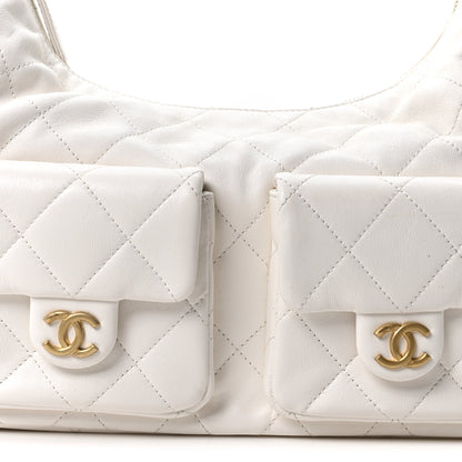 Chanel Shiny Lambskin Quilted Trendy Pockets Hobo White 8 of 10