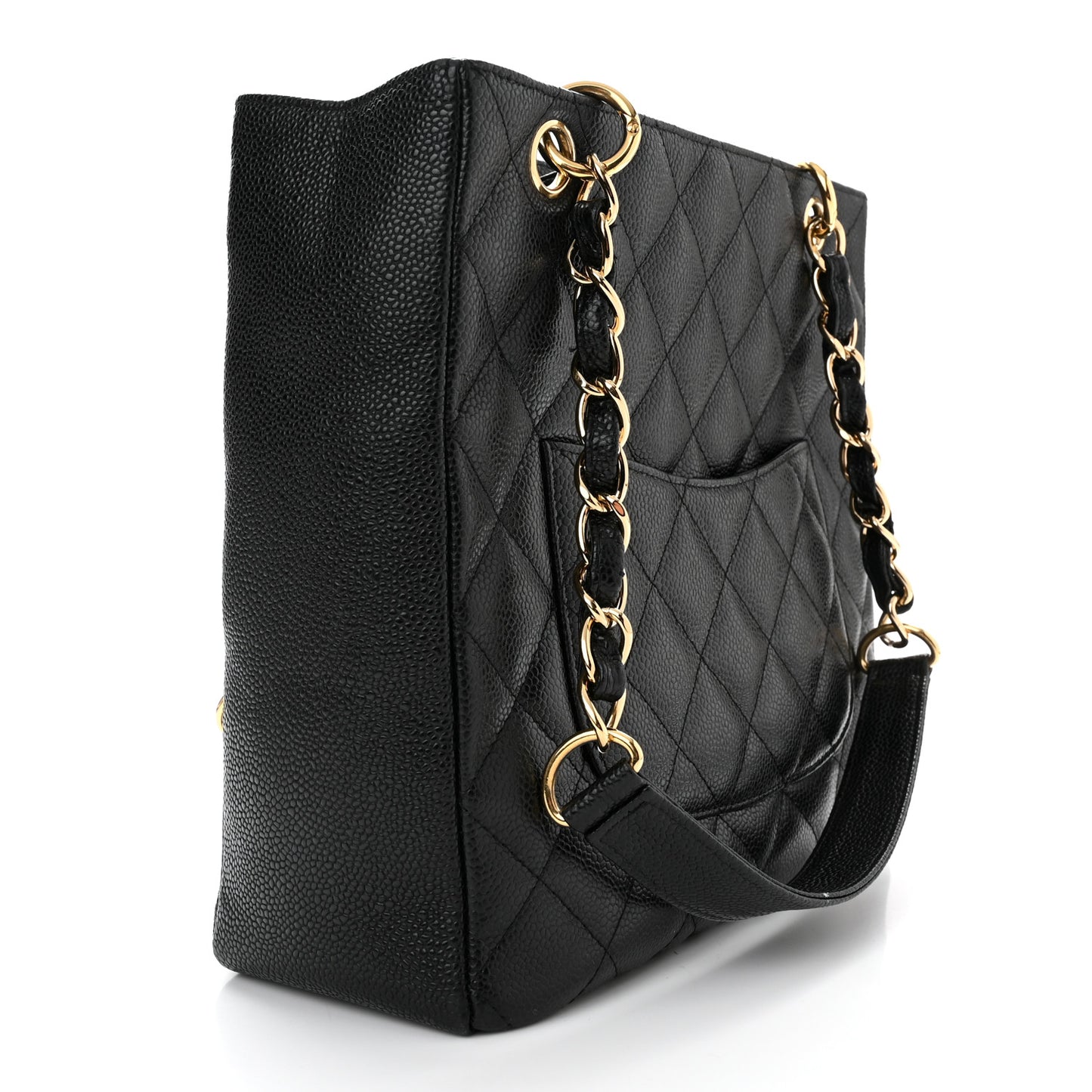 Caviar Quilted Petit Shopping Tote PST Black