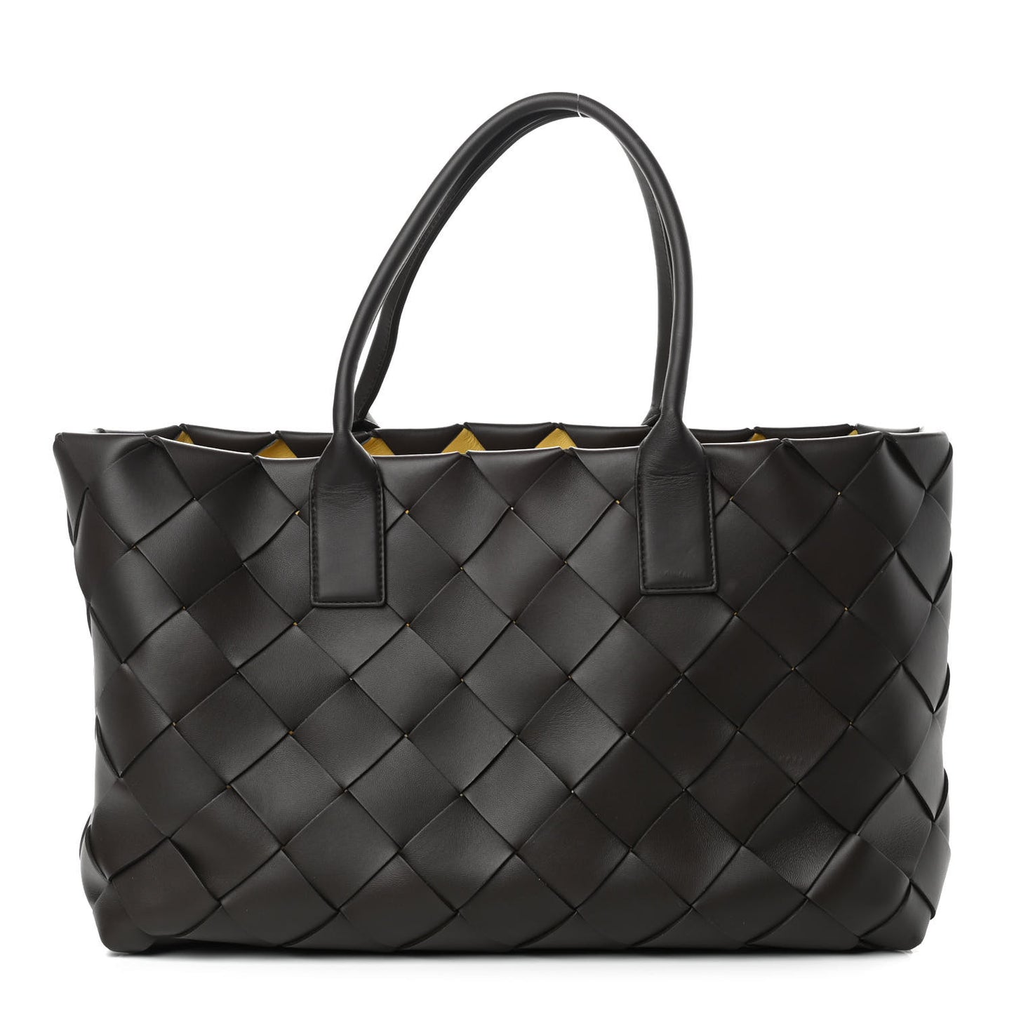 Nappa Intrecciato Maxi Cabat Tote Brown Yellow
