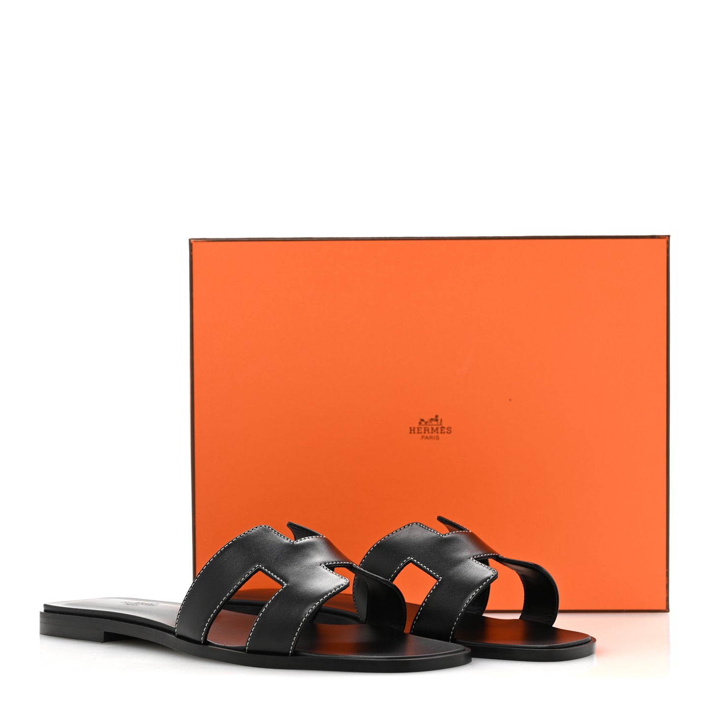 Box Calfskin Oran Sandals 41 Black