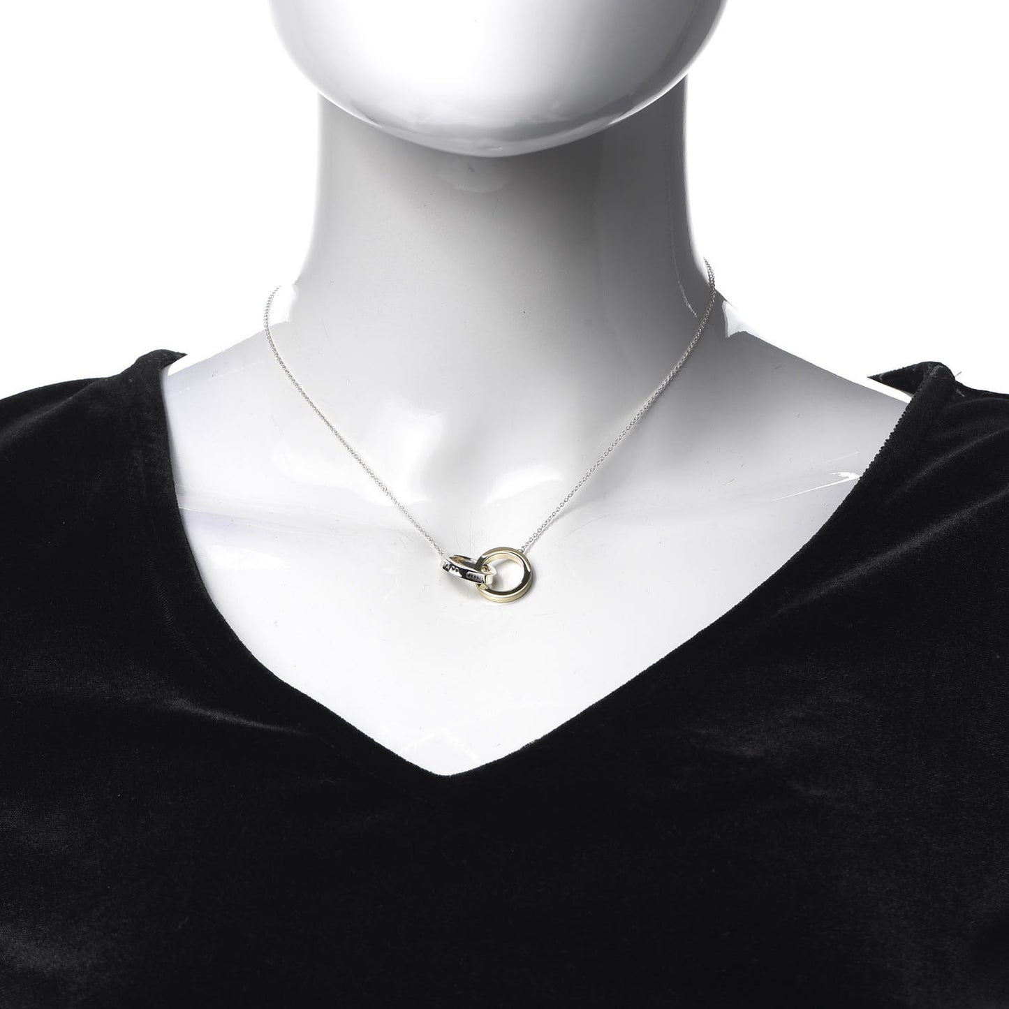 Sterling Silver 18K Yellow Gold 1837 Interlocking Circles Pendant Necklace