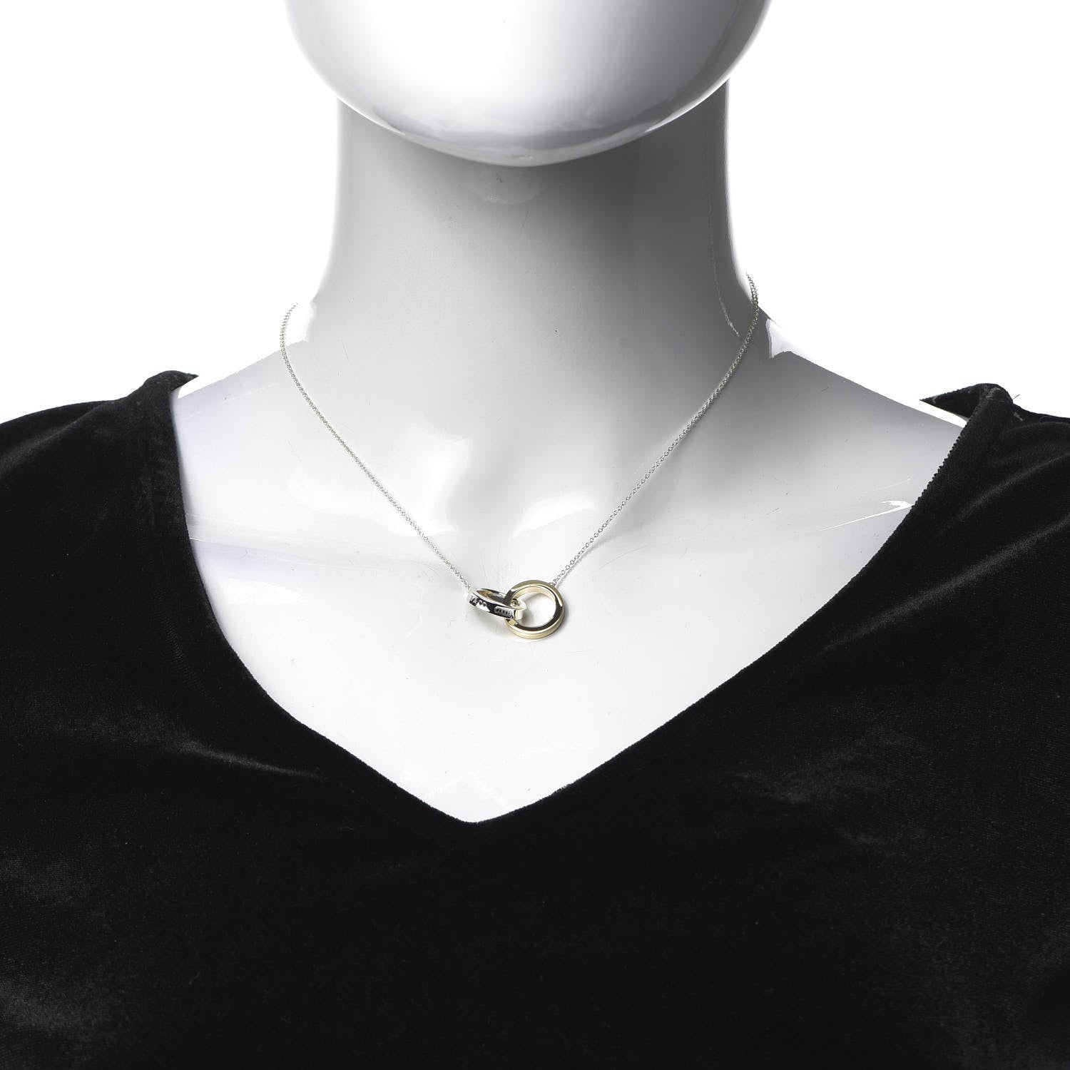 Tiffany Sterling Silver 18K Yellow Gold 1837 Interlocking Circles Pendant Necklace 2 of 7