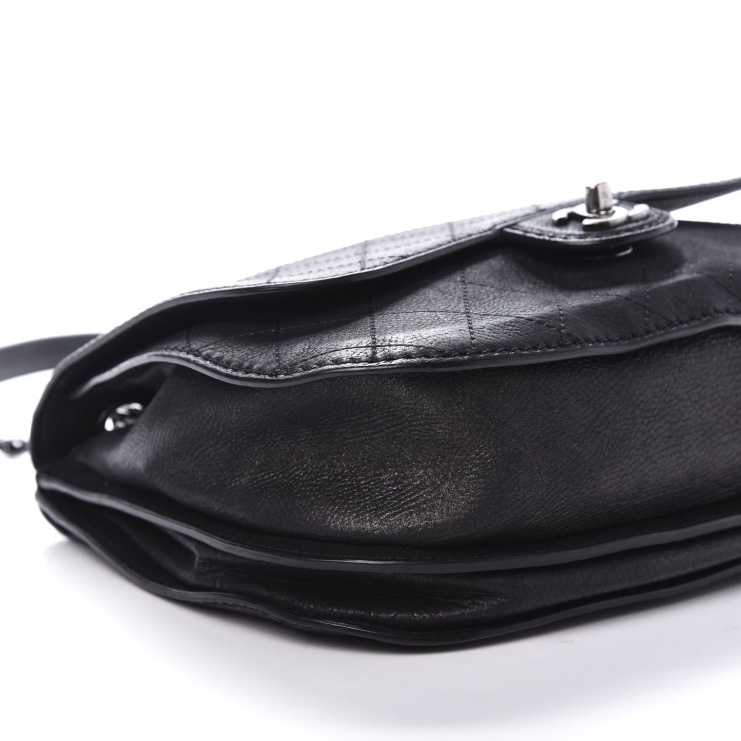 Calfskin Coco Twin Large Flap Black