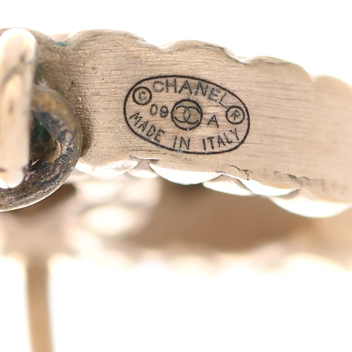 Pearl Quilted CC Drop Earrings Gold