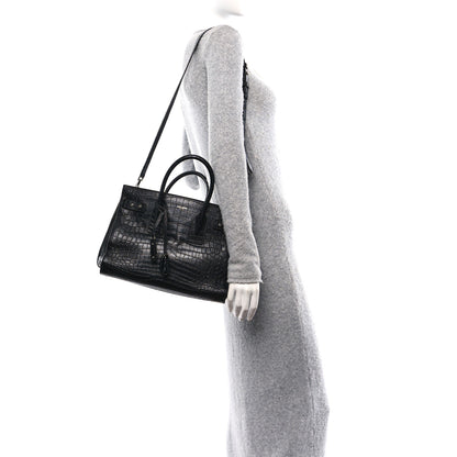 Saint Laurent Calfskin Crocodile Embossed Small Sac de Jour Black 2 of 20