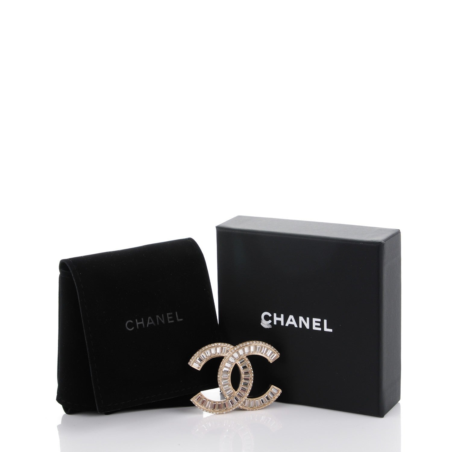 Chanel Baguette Crystal CC Brooch Light Gold 5 of 5