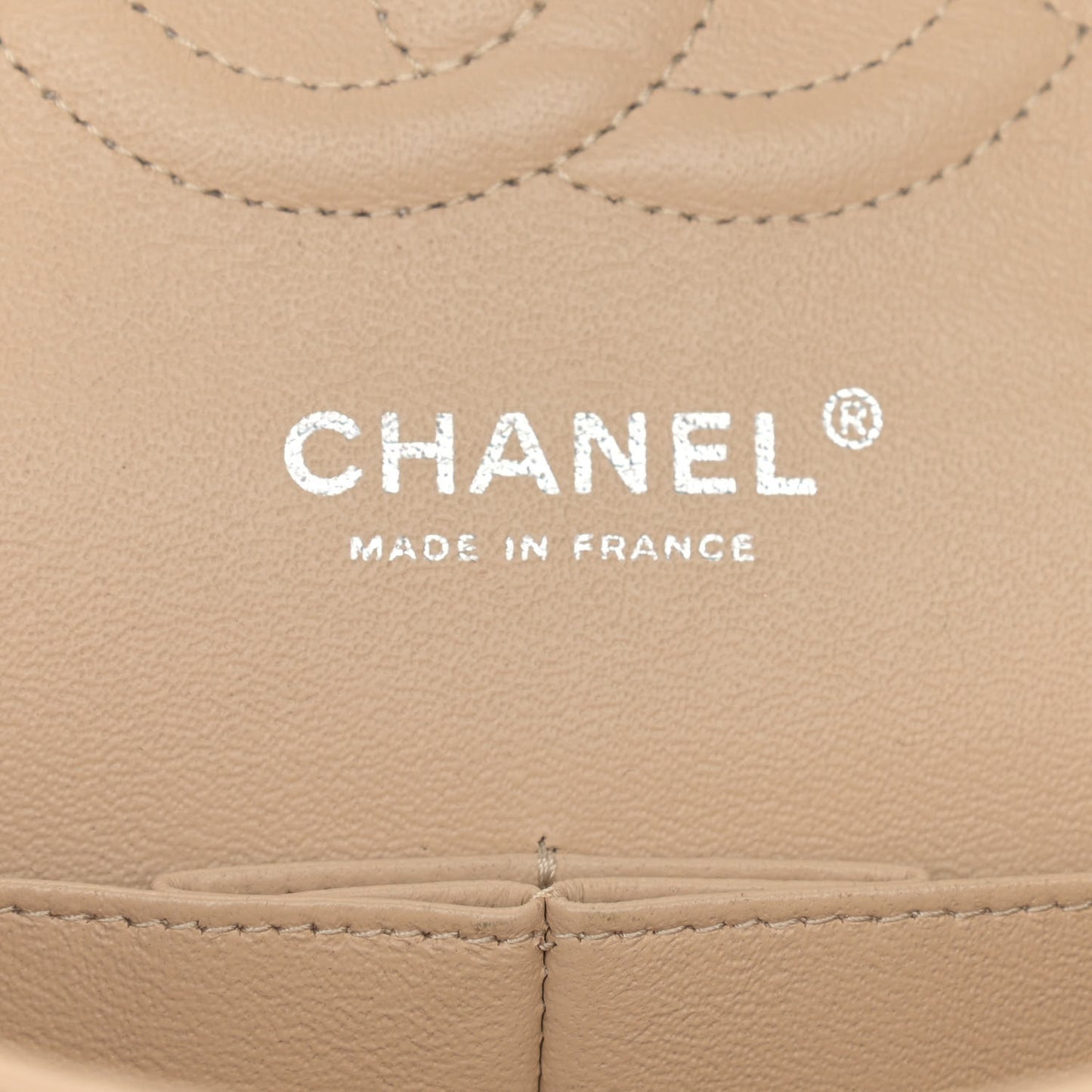 Caviar Quilted Medium Double Flap Beige