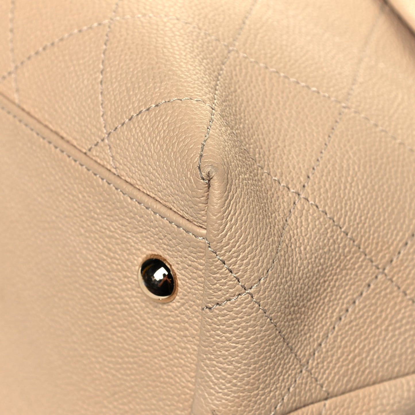Crumpled Grained Calfskin Zip and Carry Shopping Tote Beige