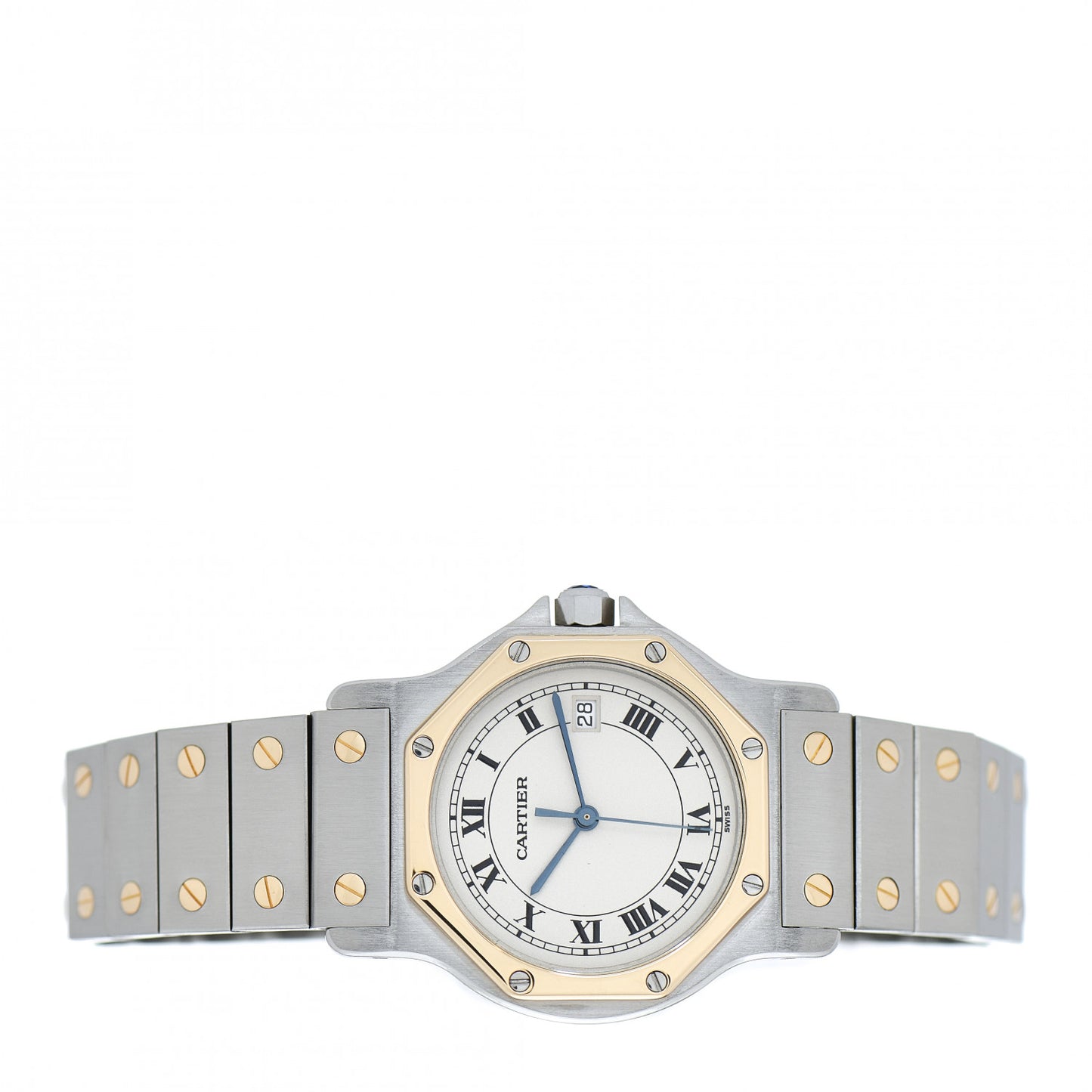 Stainless Steel 18K Yellow Gold 29mm Santos Octagon Quartz Watch