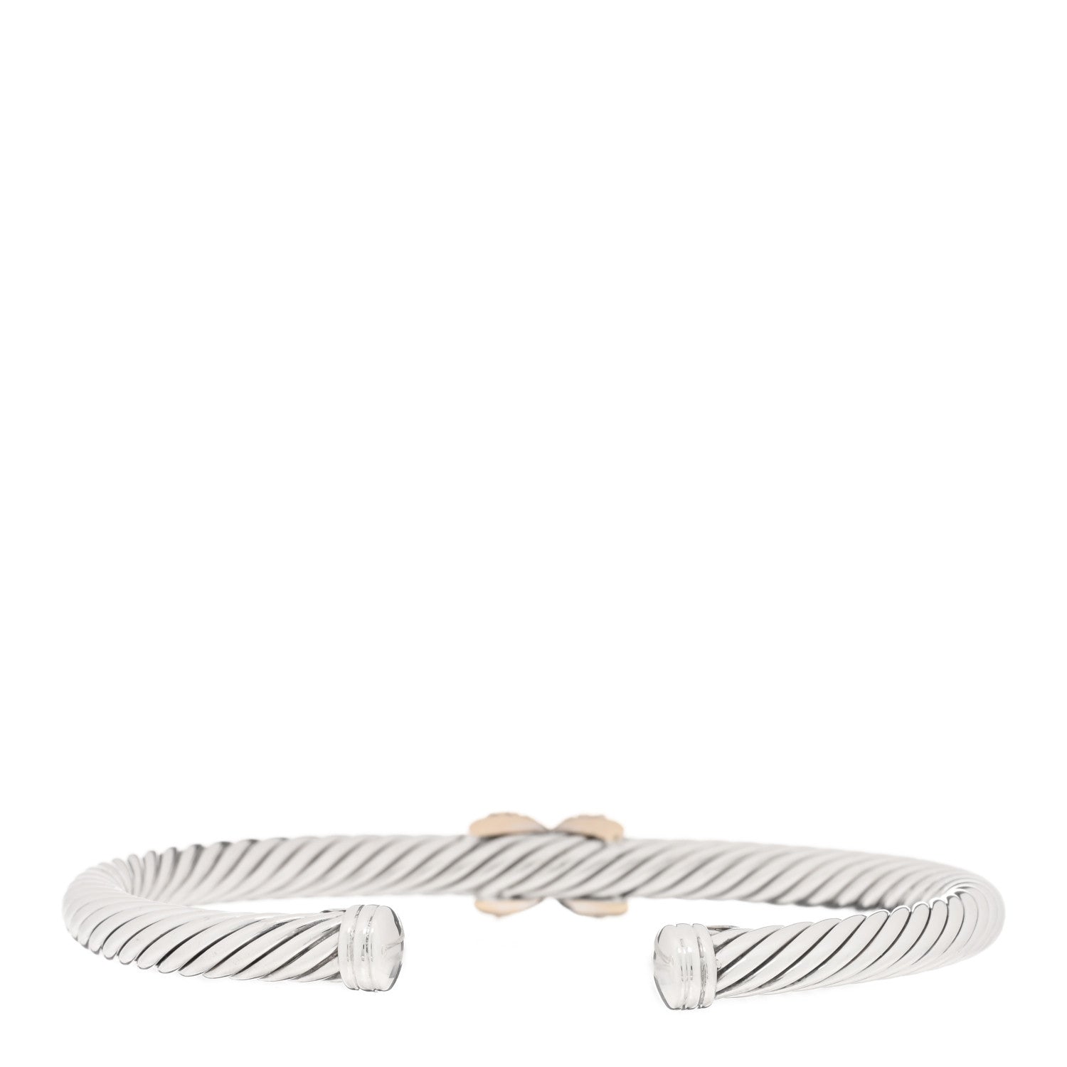 David Yurman Sterling Silver 18K White Gold Diamond Pave 5mm X Cable Bracelet 2 of 3