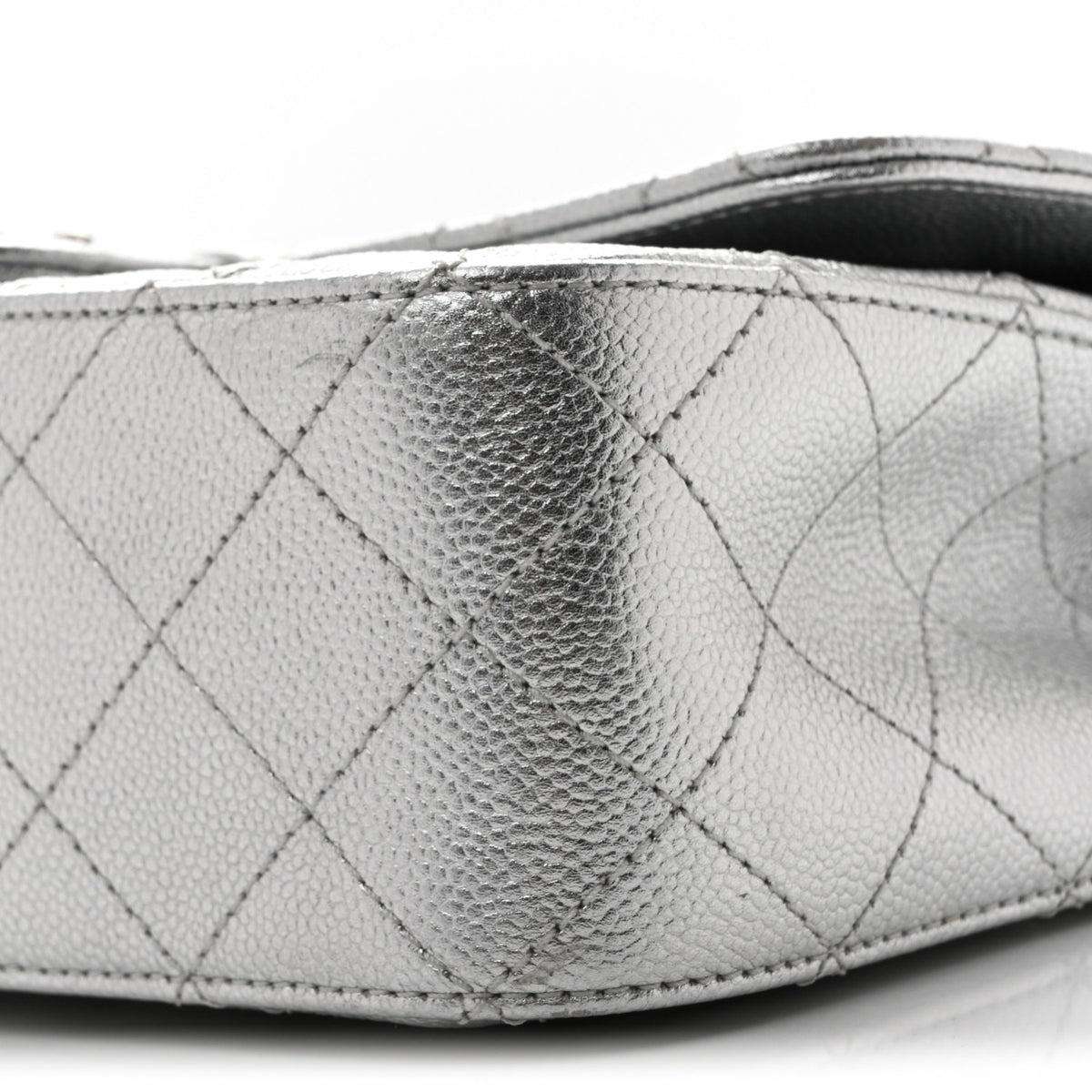 Chanel Metallic Caviar Quilted Medium CC Slide Flap Silver 18 of 27