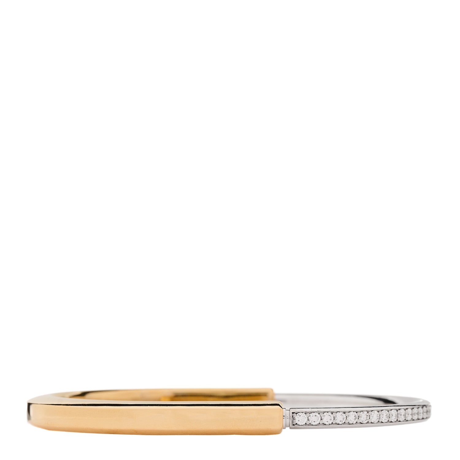 Tiffany 18K Yellow White Gold Diamond Tiffany Lock Half Pave