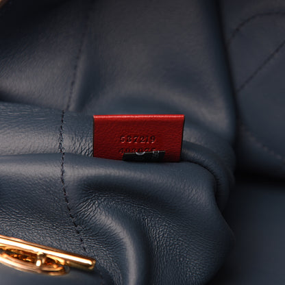 Gucci Suede Calfskin Large Rajah Chain Tote New Blue Romantic Cherry 6 of 10