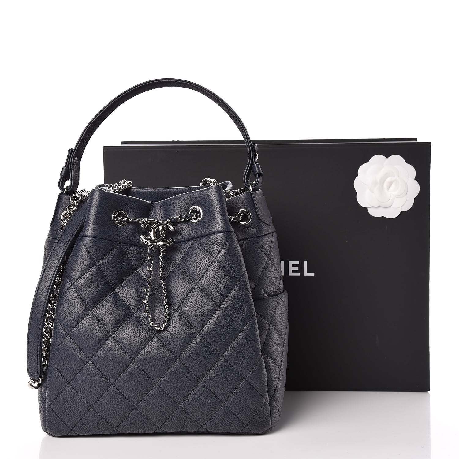 Chanel Lambskin Camellia Embossed Wallet On Chain WOC Black 18 of 19